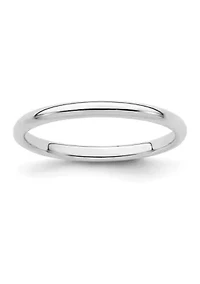 Sterling Silver Rhodium-Plated Half-Round Band