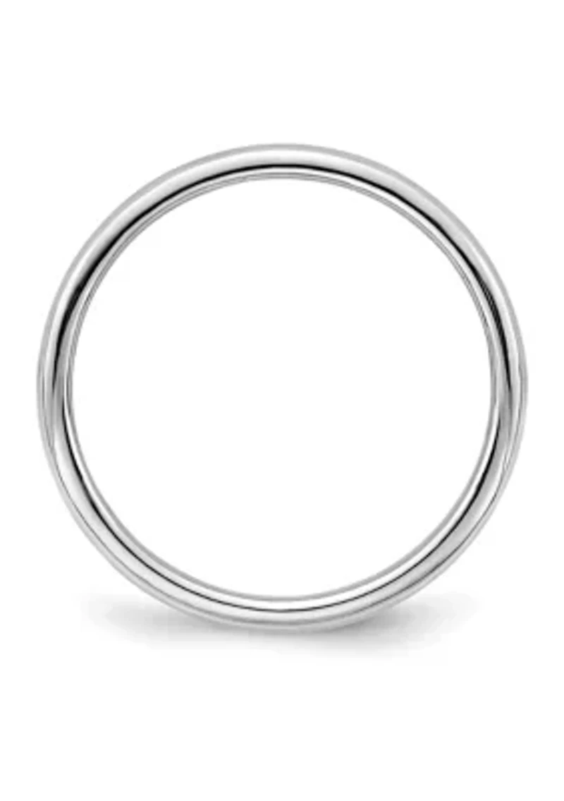 Sterling Silver Rhodium-Plated Half-Round Band