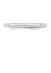 Sterling Silver Rhodium-Plated Half-Round Band
