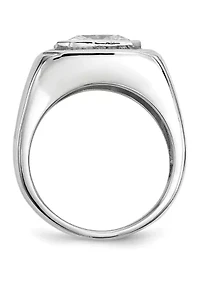 Men's Sterling Silver Rhodium-Plated Cubic Zirconia Ring