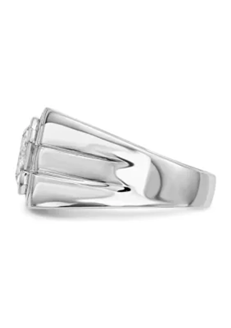 Men's Sterling Silver Rhodium-Plated Cubic Zirconia Ring