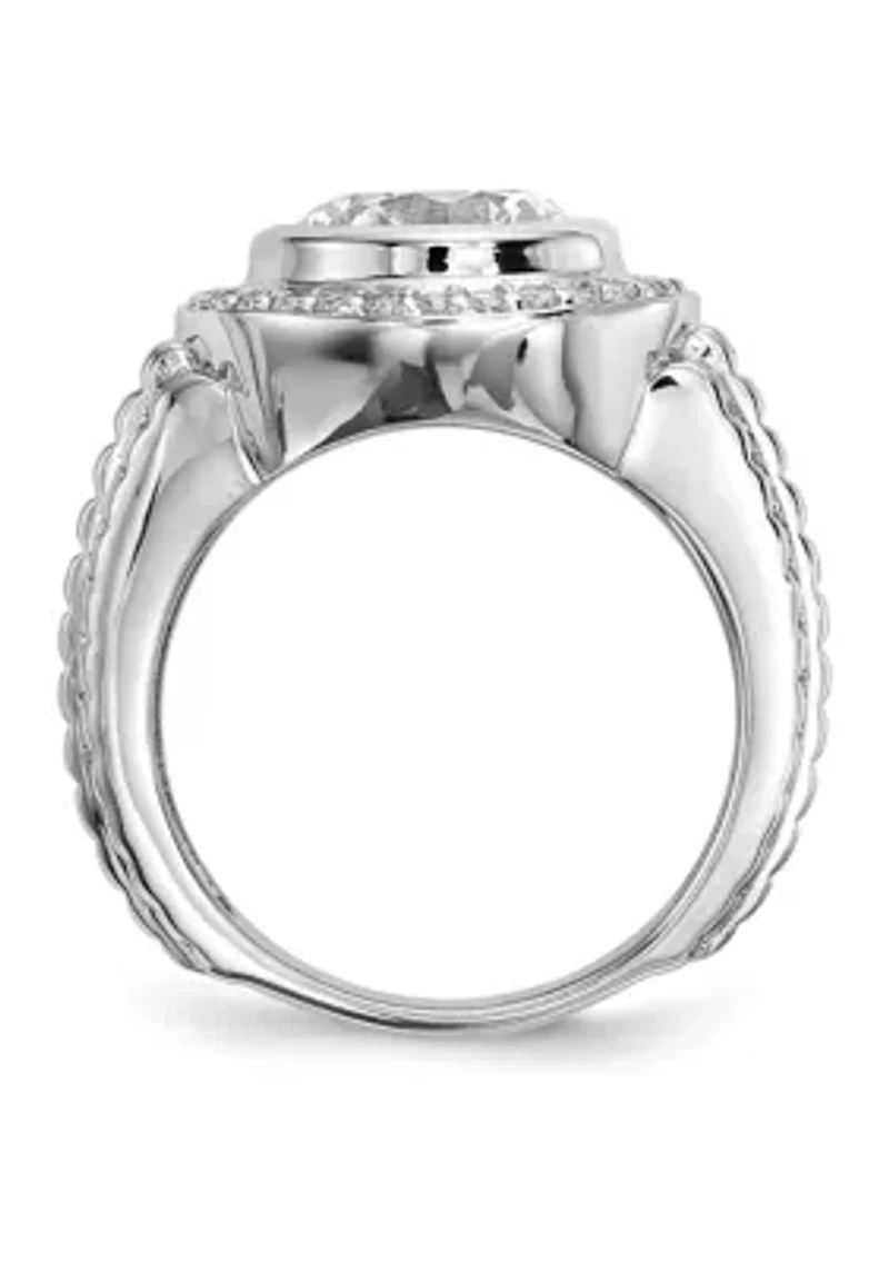 Men's Sterling Silver Rhodium-Plated Cubic Zirconia Ring