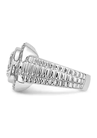 Men's Sterling Silver Rhodium-Plated Cubic Zirconia Ring