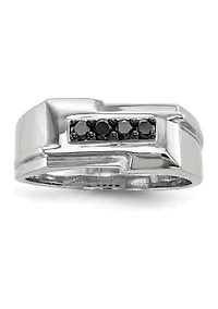 Men's Sterling Silver Black Diamond Polished Ring
