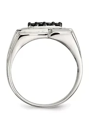 Men's Sterling Silver Black Diamond Polished Ring