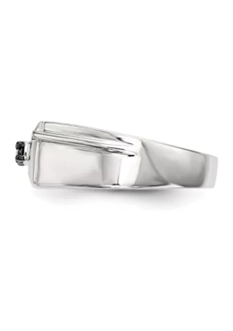 Men's Sterling Silver Black Diamond Polished Ring