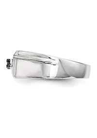 Men's Sterling Silver Black Diamond Polished Ring