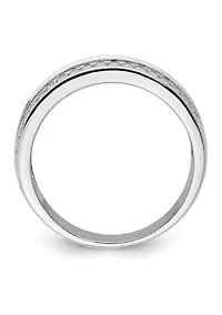 Men's Sterling Silver Rhodium-Plated and Cubic Zirconia Ring