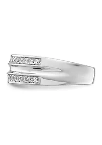 Men's Sterling Silver Rhodium-Plated and Cubic Zirconia Ring