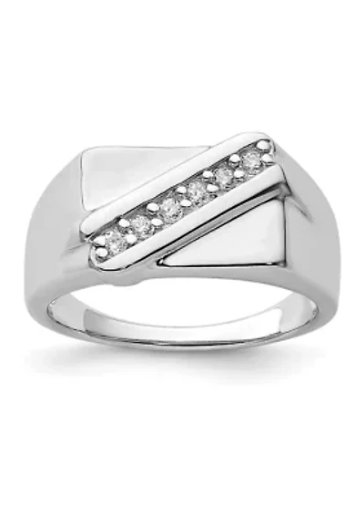 Sterling Silver Rhodium-Plated Fancy Cubic Zirconia Ring