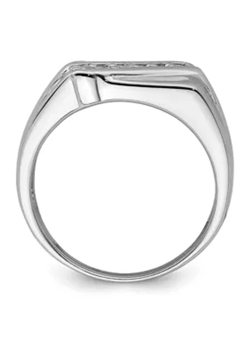 Sterling Silver Rhodium-Plated Fancy Cubic Zirconia Ring
