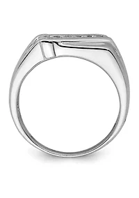 Sterling Silver Rhodium-Plated Fancy Cubic Zirconia Ring