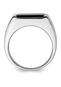 Men's Sterling Silver Rhodium-Plated Onyx Ring