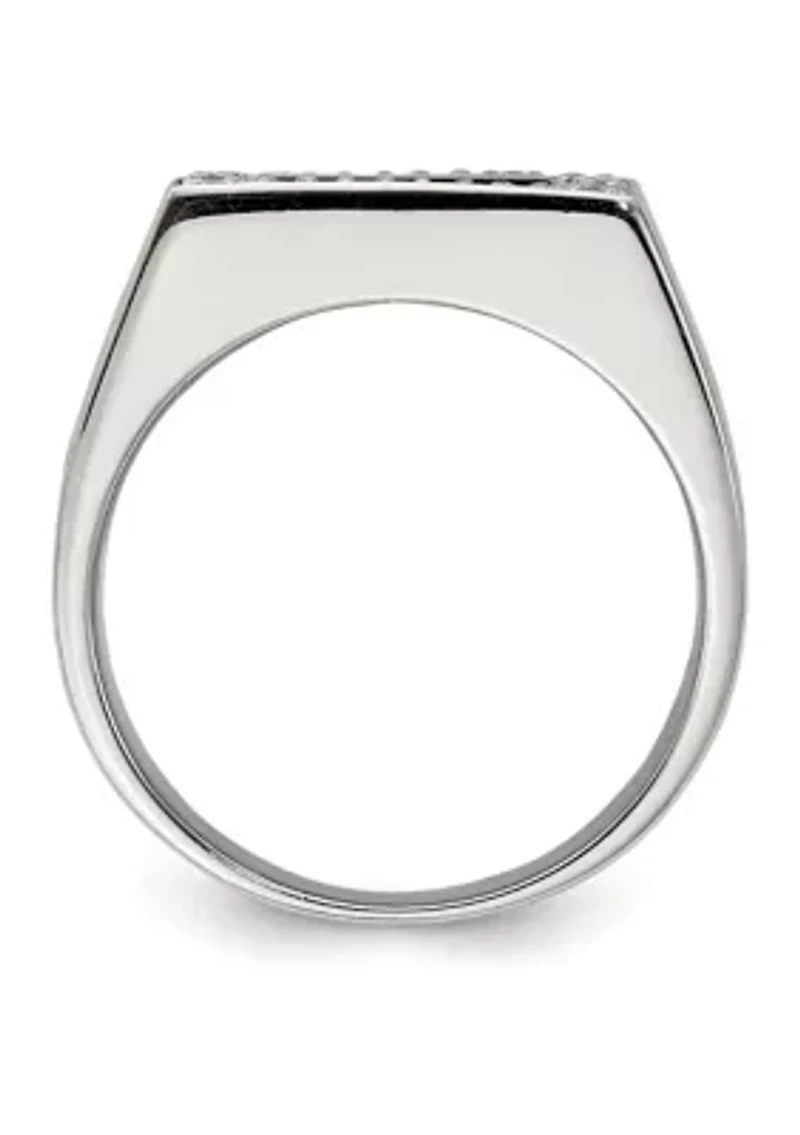 Men's Sterling Silver Cubic Zirconia and Onyx Ring