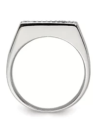 Men's Sterling Silver Cubic Zirconia and Onyx Ring