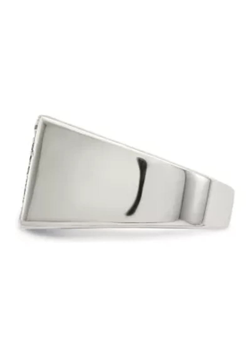 Men's Sterling Silver Cubic Zirconia and Onyx Ring
