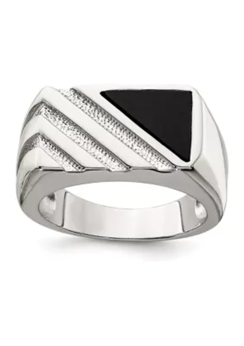 Men's Sterling Silver Onyx Ring