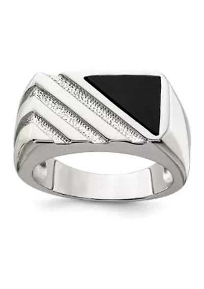 Men's Sterling Silver Onyx Ring