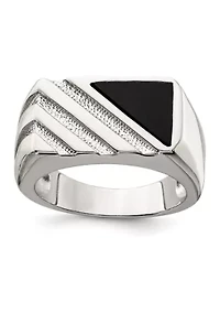 Men's Sterling Silver Onyx Ring