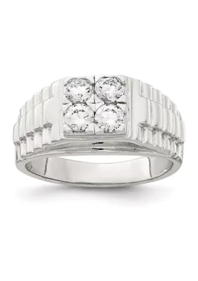 Men's Sterling Silver Cubic Zirconia Ring
