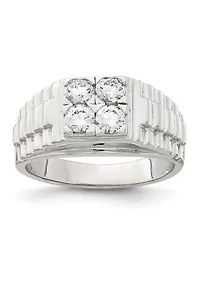 Men's Sterling Silver Cubic Zirconia Ring