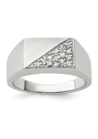 Men's Sterling Silver Cubic Zirconia Ring