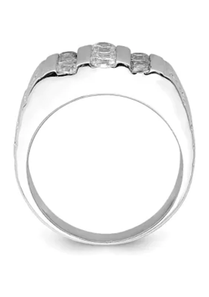 Men's Sterling Silver Rhodium-Plated Cubic Zirconia Ring