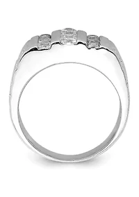 Men's Sterling Silver Rhodium-Plated Cubic Zirconia Ring