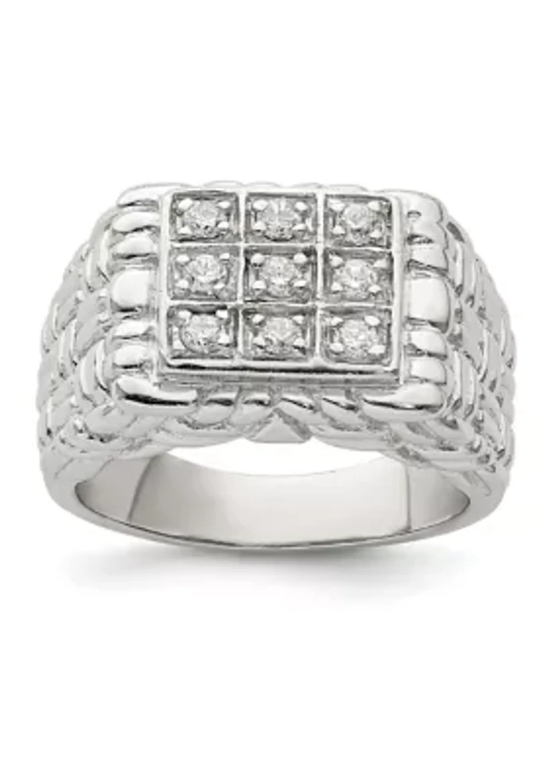 Men's Sterling Silver Cubic Zirconia Ring