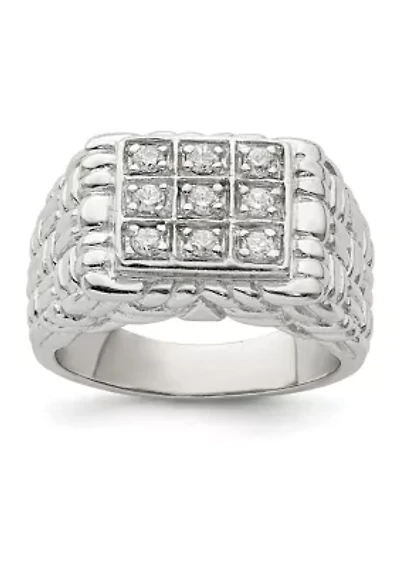 Men's Sterling Silver Cubic Zirconia Ring