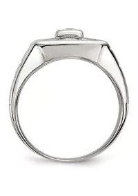 Men's Sterling Silver Rhodium-Plated Cubic Zirconia Ring