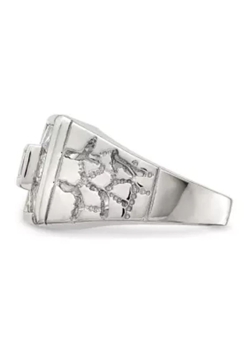Men's Sterling Silver Rhodium-Plated Cubic Zirconia Ring