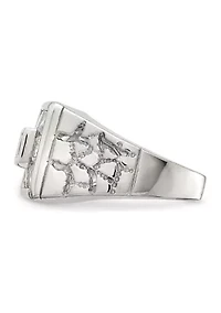 Men's Sterling Silver Rhodium-Plated Cubic Zirconia Ring