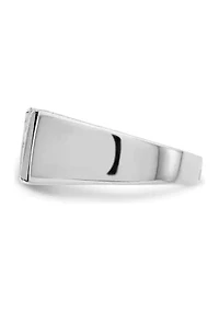 Men's Sterling Silver Rhodium-Plated Cubic Zirconia and Onyx Ring