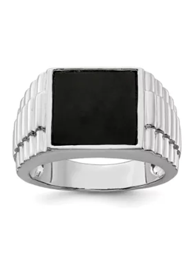 Men's Sterling Silver Onyx Ring