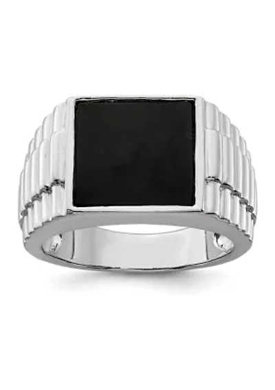 Men's Sterling Silver Onyx Ring
