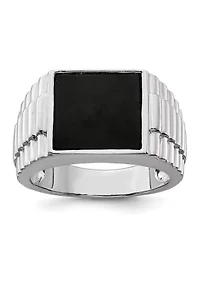 Men's Sterling Silver Onyx Ring