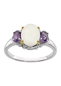 1.10 ct. t.w. Opal and 3/8 Amethyst Ring Sterling Silver 14K Gold True Two-Tone