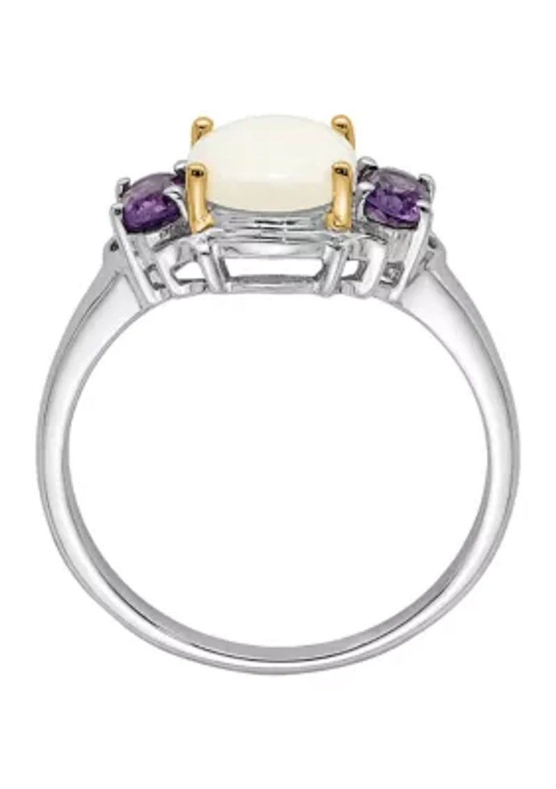 1.10 ct. t.w. Opal and 3/8 Amethyst Ring Sterling Silver 14K Gold True Two-Tone