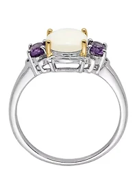 1.10 ct. t.w. Opal and 3/8 Amethyst Ring Sterling Silver 14K Gold True Two-Tone