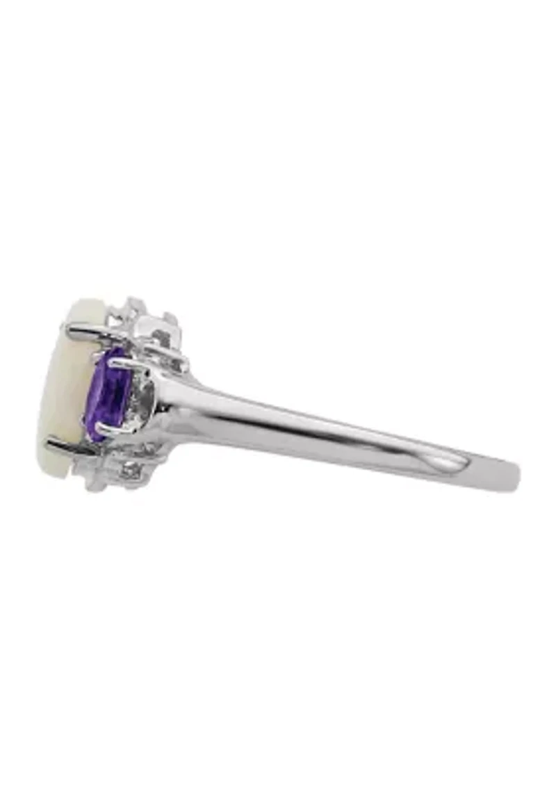1.10 ct. t.w. Opal and 3/8 Amethyst Ring Sterling Silver 14K Gold True Two-Tone