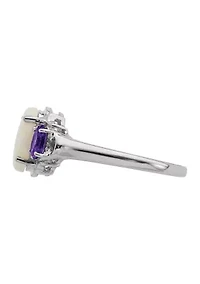 1.10 ct. t.w. Opal and 3/8 Amethyst Ring Sterling Silver 14K Gold True Two-Tone