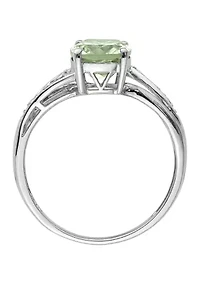 1.91 ct. t.w. Green Quartz and 1/10 Diamond Ring Sterling Silver 14K True Two Tone Gold