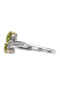 7/8 ct. t.w. Peridot and 1/10 Diamond Ring Sterling Silver 14K True Two Tone Gold