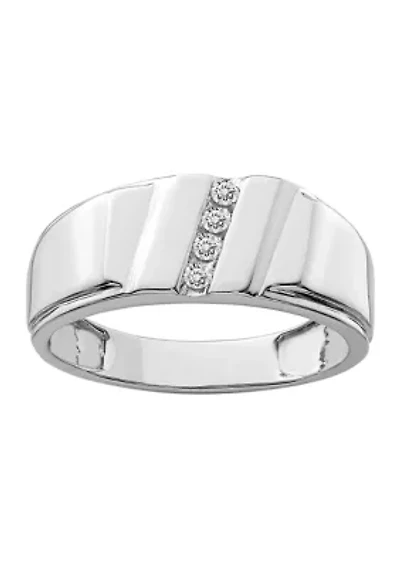 Men's 1/10 ct. t.w. Diamond Ring Rhodium Plated Sterling Silver