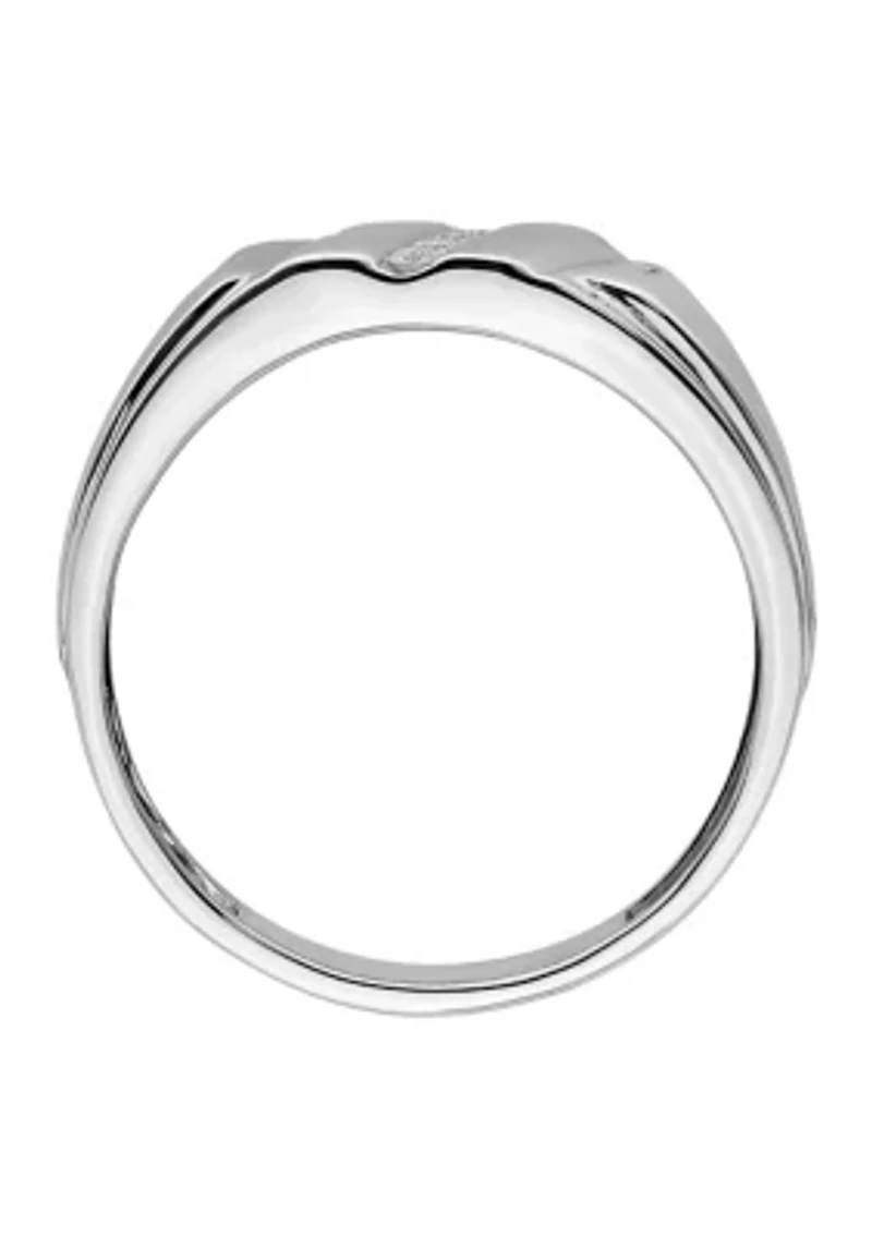 Men's 1/10 ct. t.w. Diamond Ring Rhodium Plated Sterling Silver