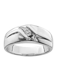 Men's 1/10 ct. t.w. Diamond Ring Rhodium Plated Sterling Silver