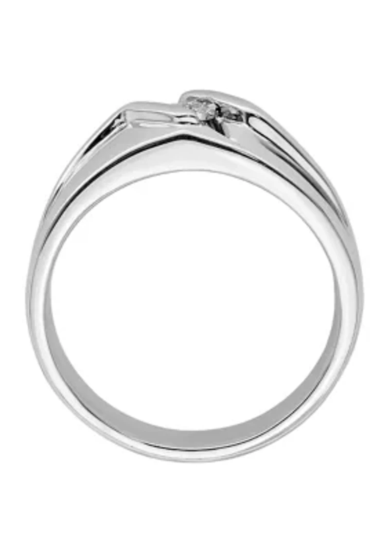 Men's 1/10 ct. t.w. Diamond Ring Rhodium Plated Sterling Silver