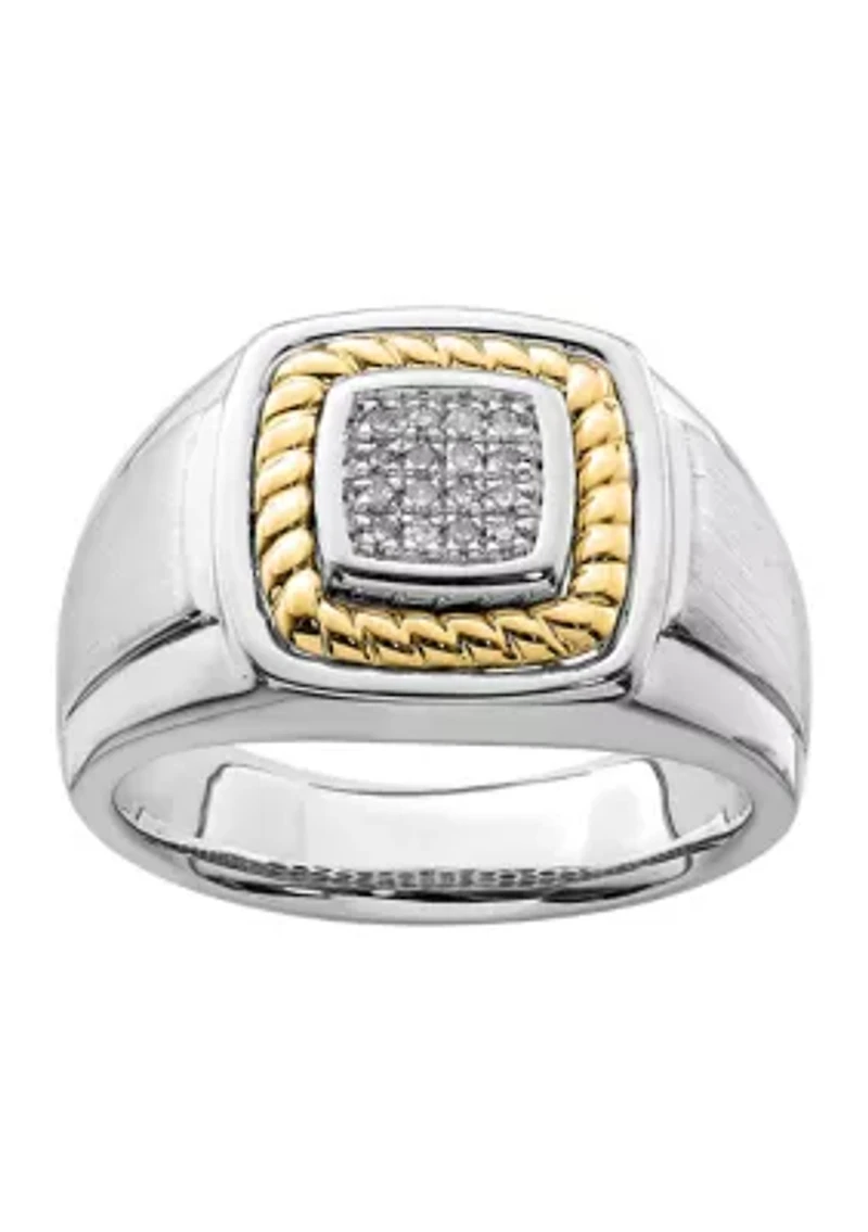 Men's 1/10 ct. t.w. Diamond Ring Sterling Silver with 10K Yellow Gold True Two Tone