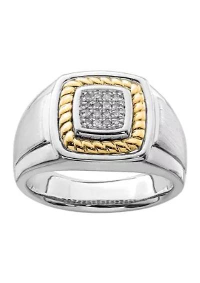 Men's 1/10 ct. t.w. Diamond Ring Sterling Silver with 10K Yellow Gold True Two Tone
